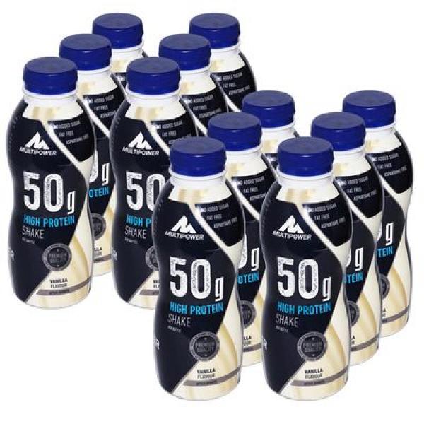 Multipower 50g High Protein Shake 12 x 500ml Flasche Pack